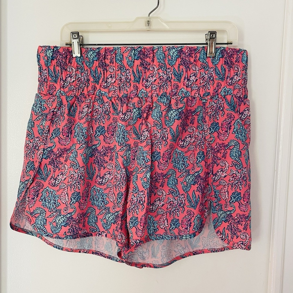 Simply Southern Lined Running Shorts Seahorse XL High Waisted Stretch Beach Swim